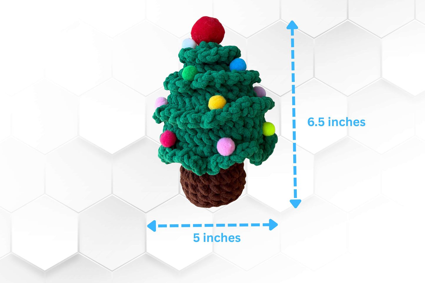 Crochet Velvet Christmas Tree Decor with Pom Poms