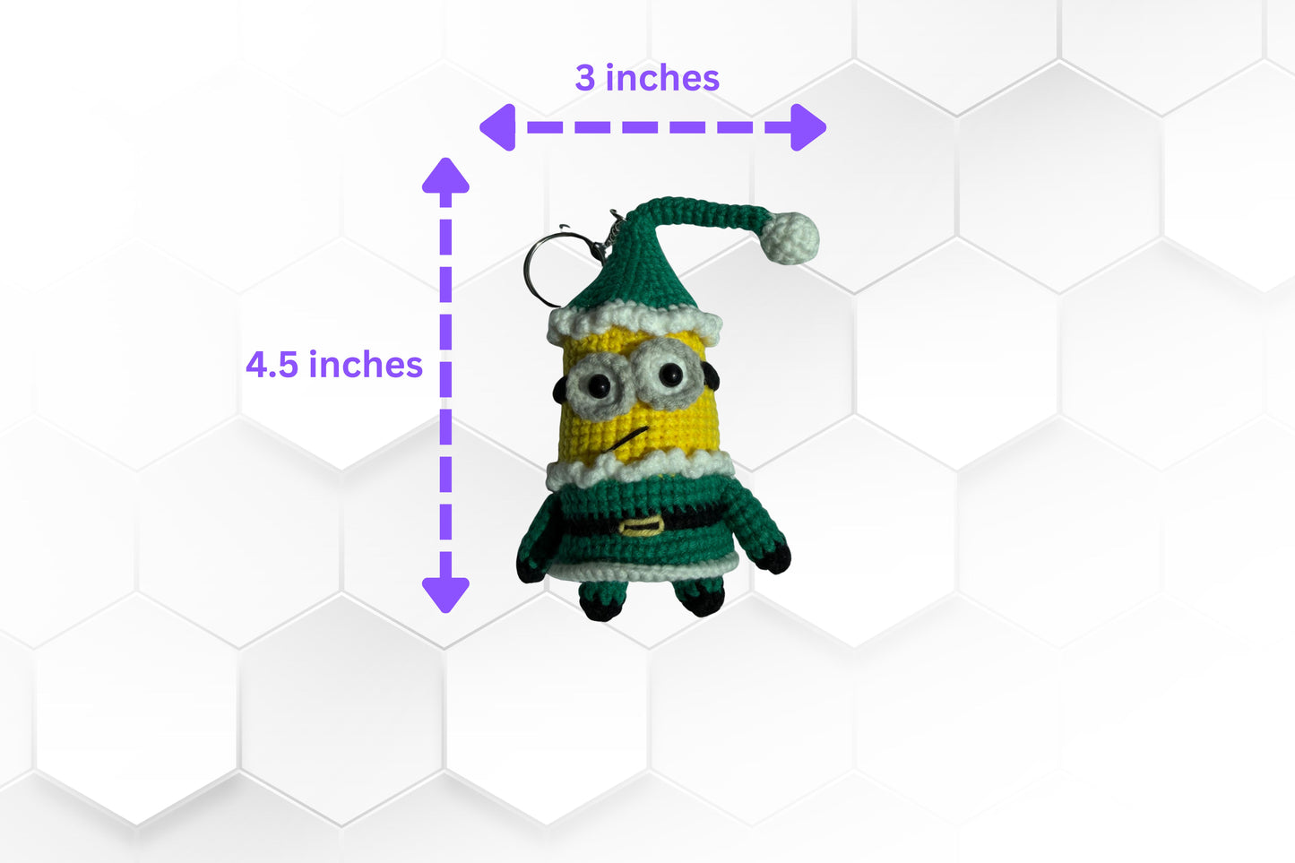 Crochet Holiday Yellow Character Keychain Bag Charm - Santa Reindeer Elf Accessory