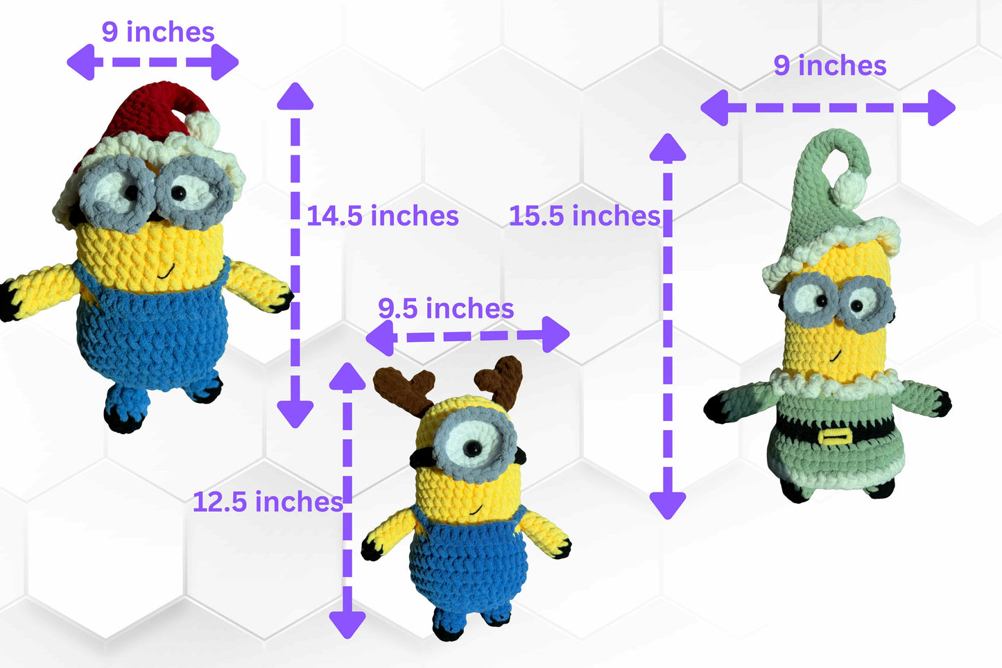 Handmade Crochet Yellow Character Plush Toy – Christmas Gnome, Reindeer Styles