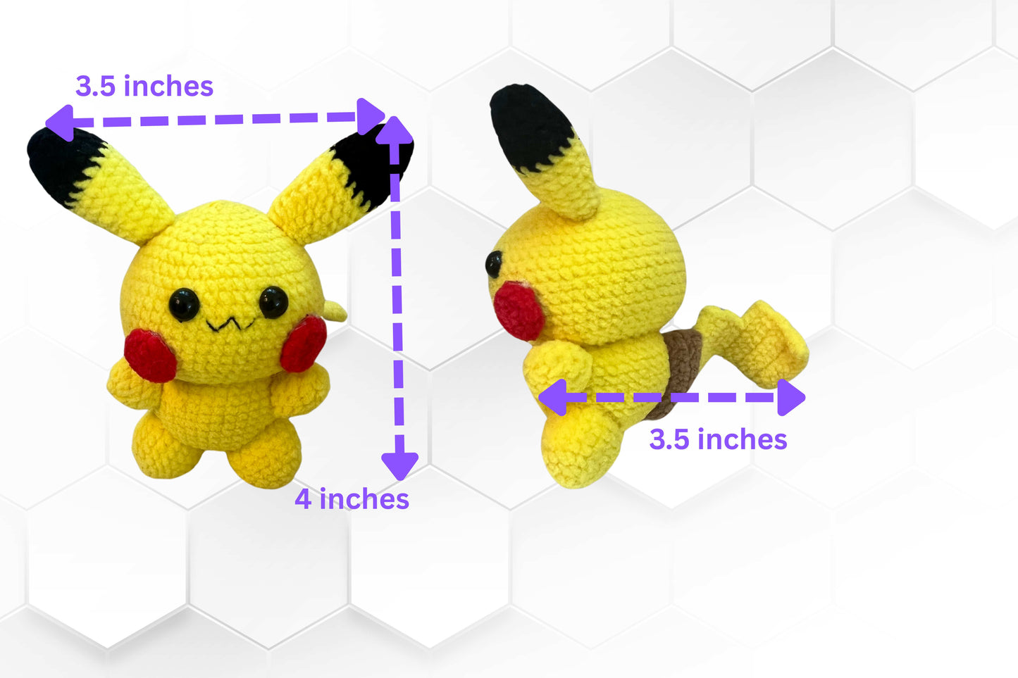 Handmade Yellow Electric Mouse Crochet Plush Keychain