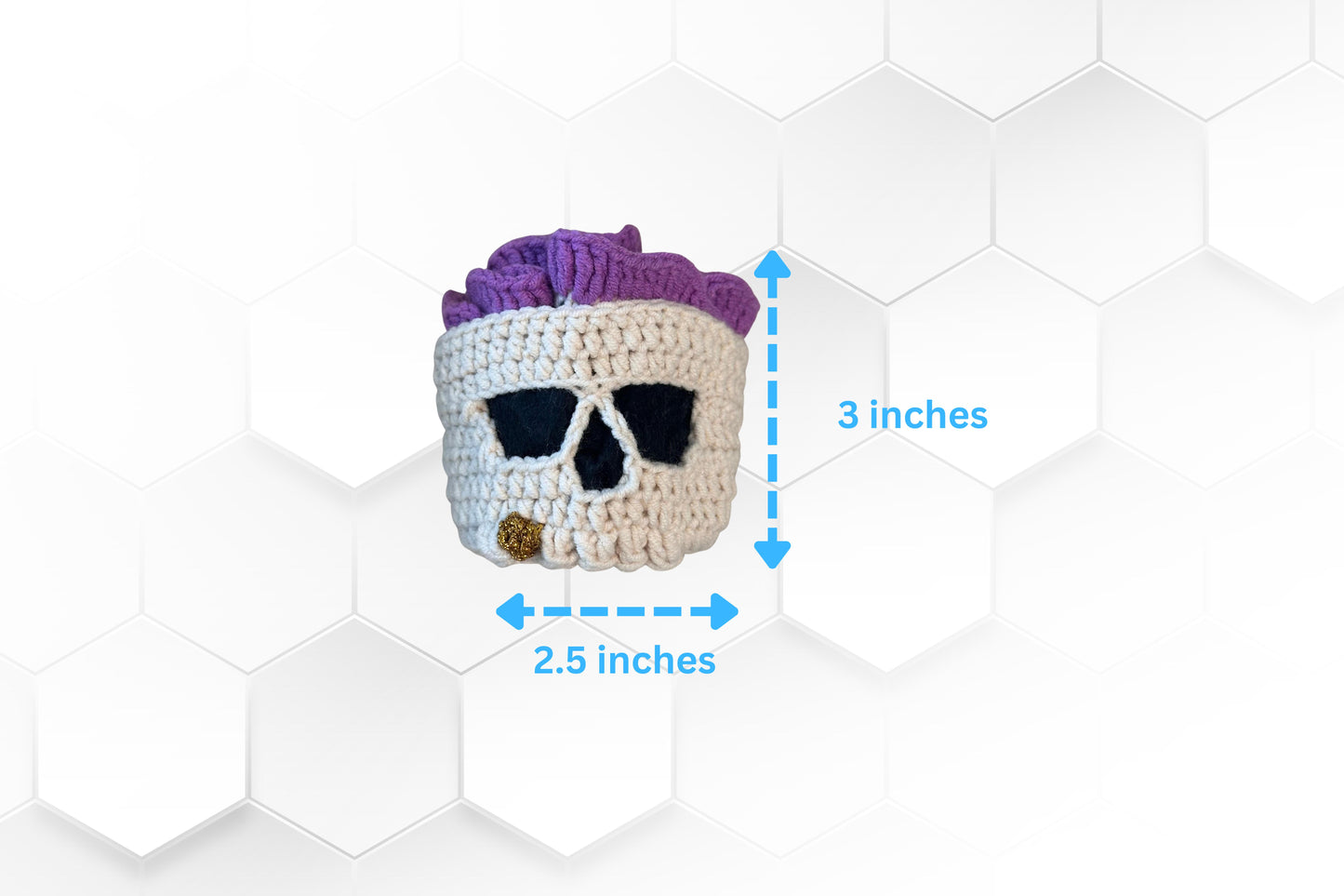 Handmade Halloween Skull Candle Holder with Brain Lid and Crochet Skull Coasters