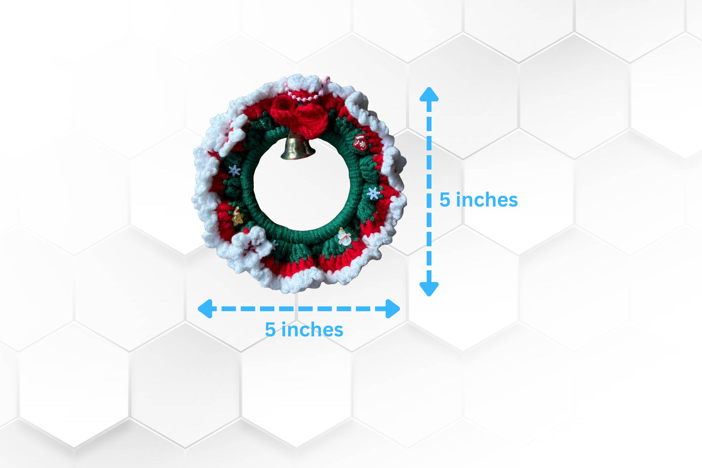 Crochet Christmas Wreath Ornament with Bell