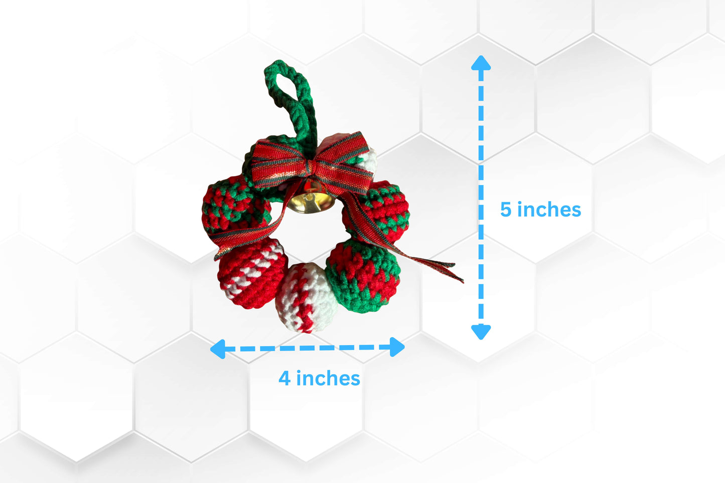 Crochet Christmas Wreath Ornament with Bell,