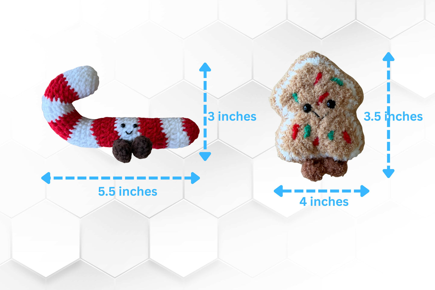 Crochet Christmas Ornament, Plush Gingerbread, Candy Cane Keychain