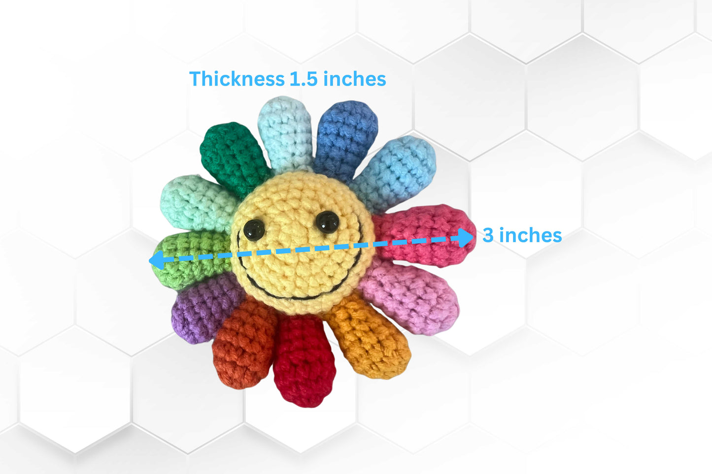Handmade Crochet Rainbow Smiley Flower Plushie