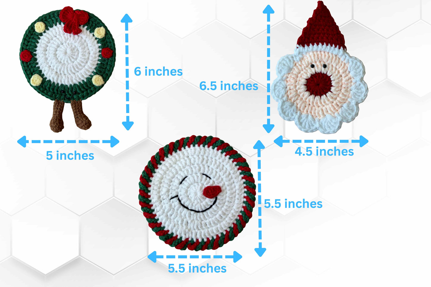 Crochet Christmas Coasters Holiday Drink Mats