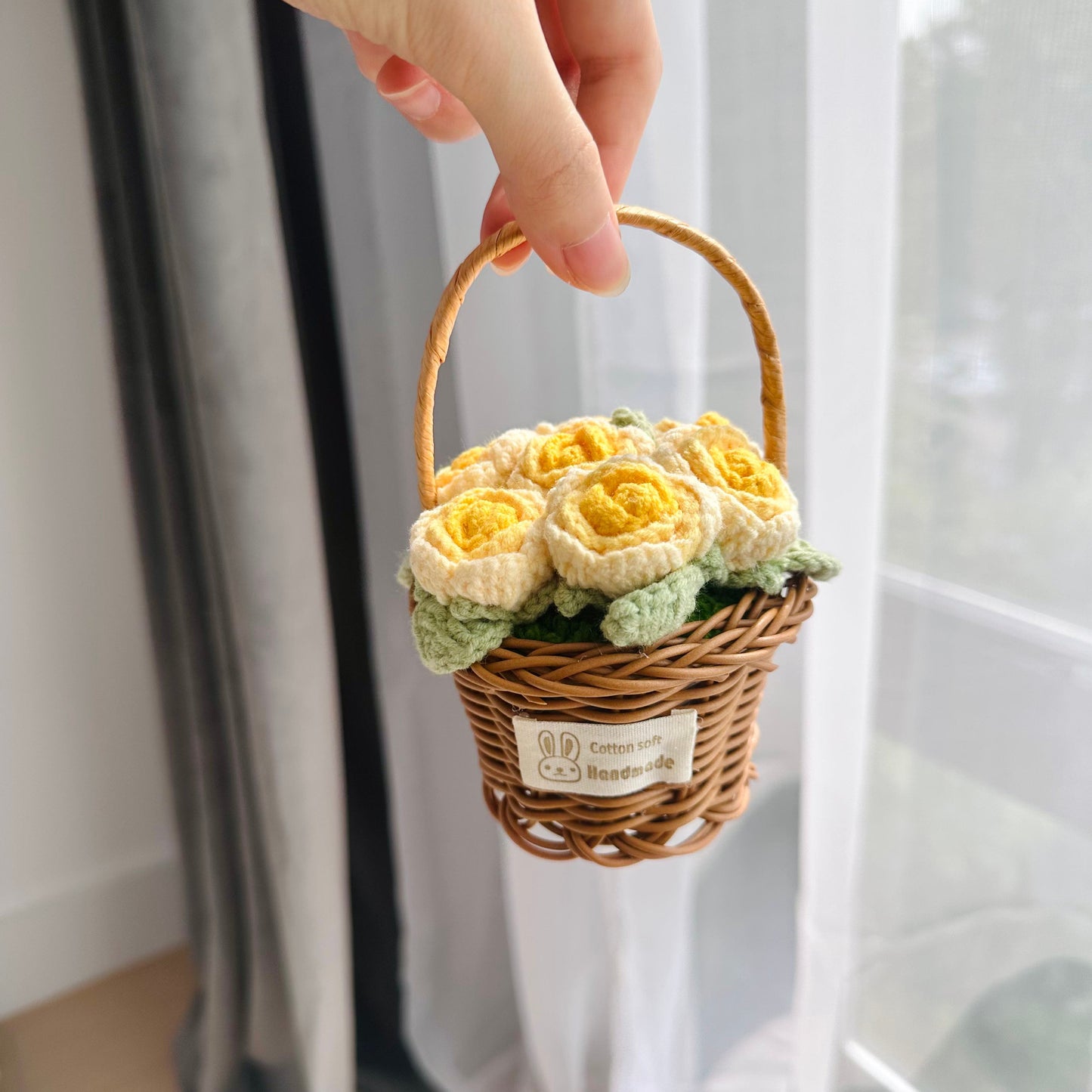 Crochet Rose Flower Basket