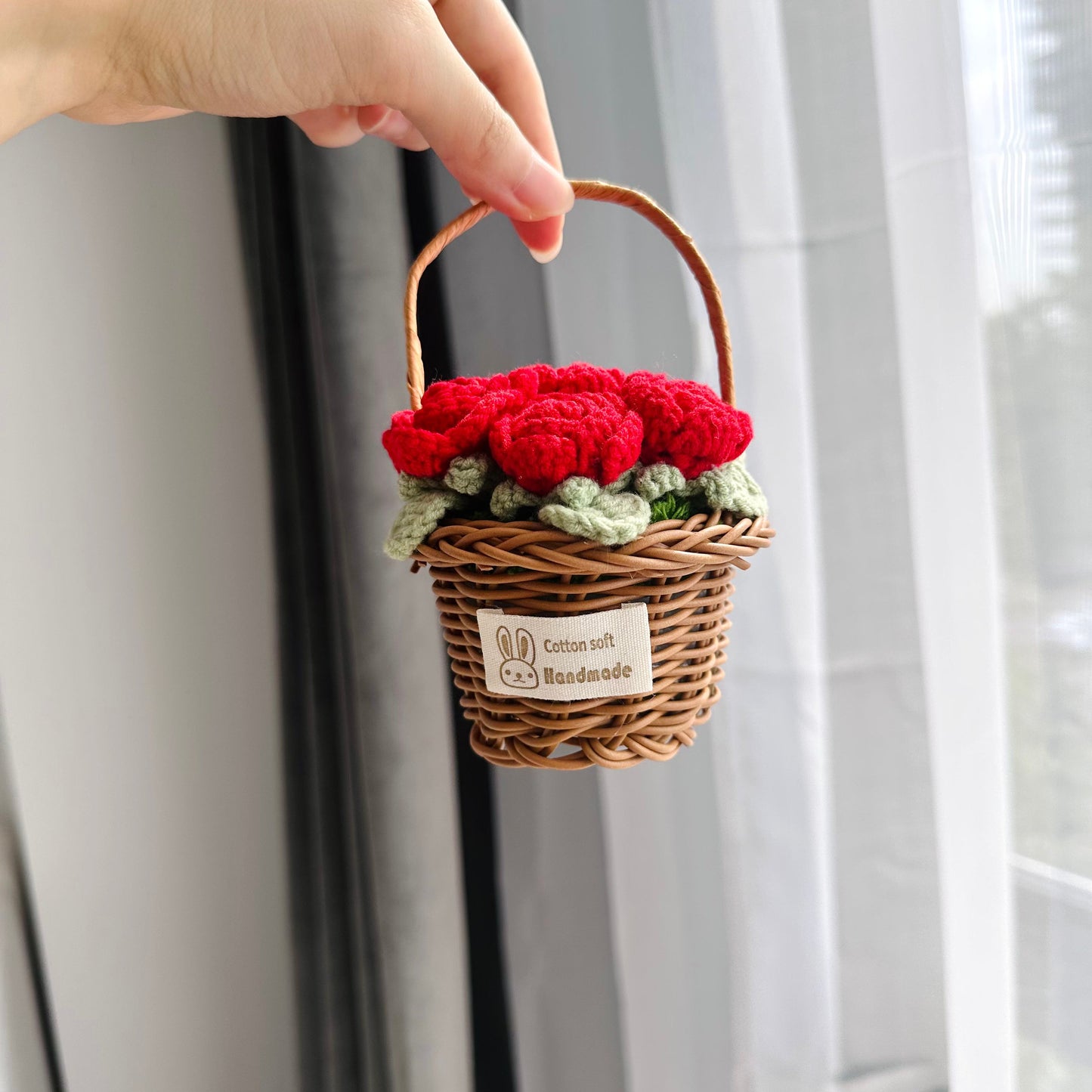Crochet Rose Flower Basket