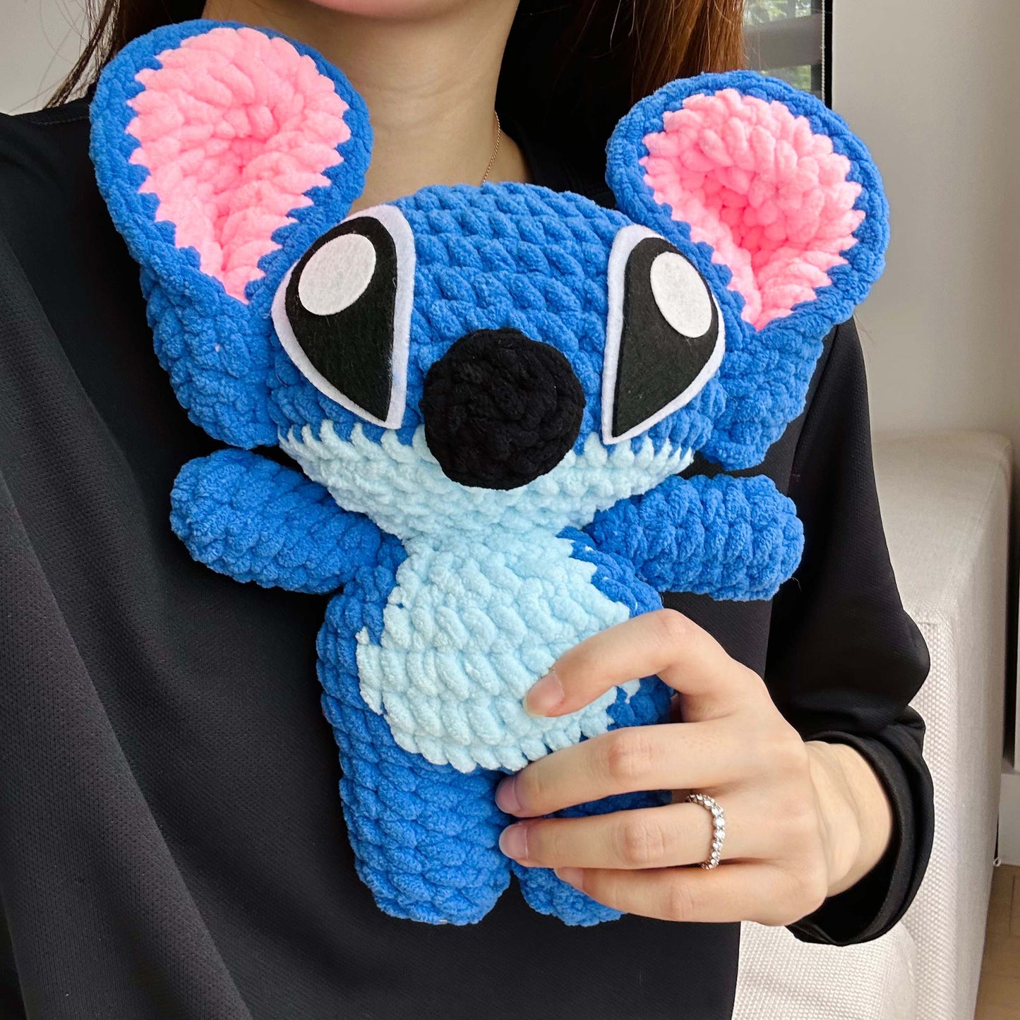 Crochet Blue Stitch Plush Handmade Toy