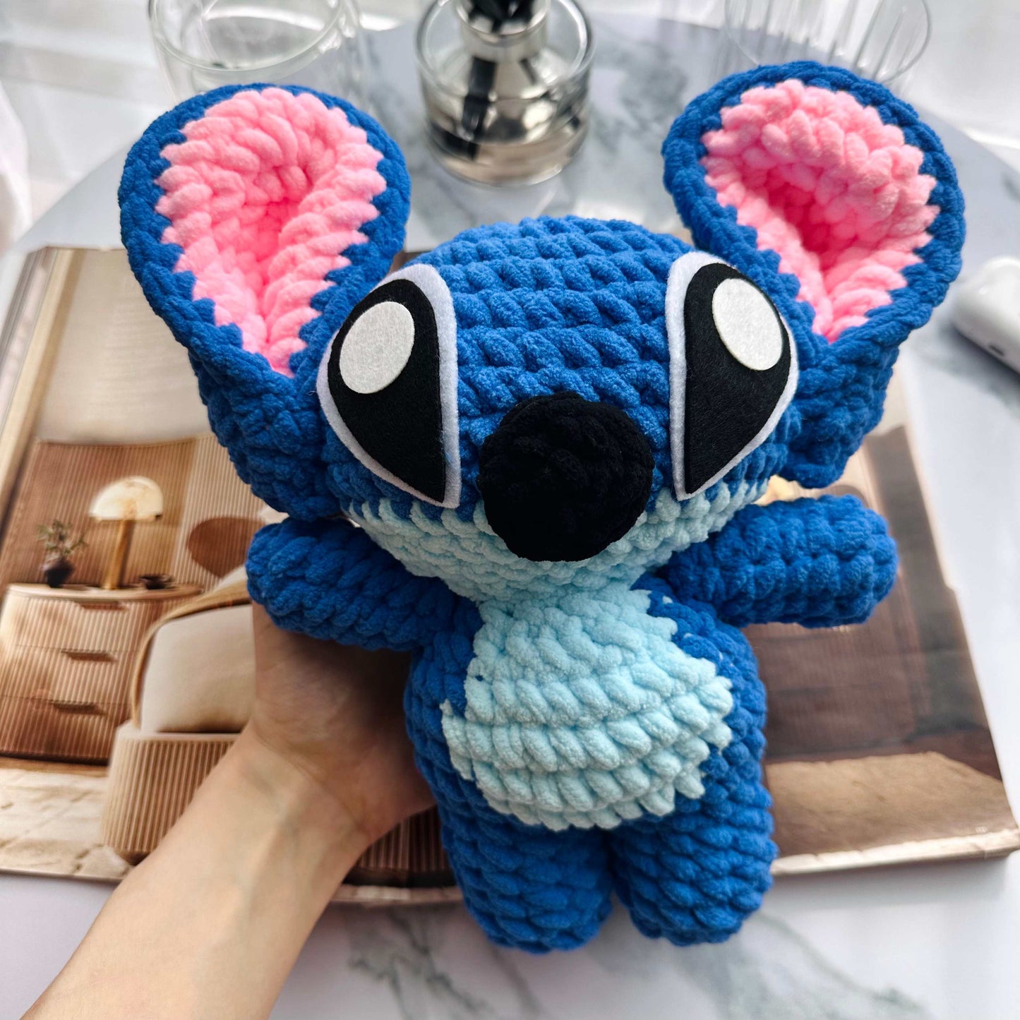 Crochet Blue Stitch Plush Handmade Toy