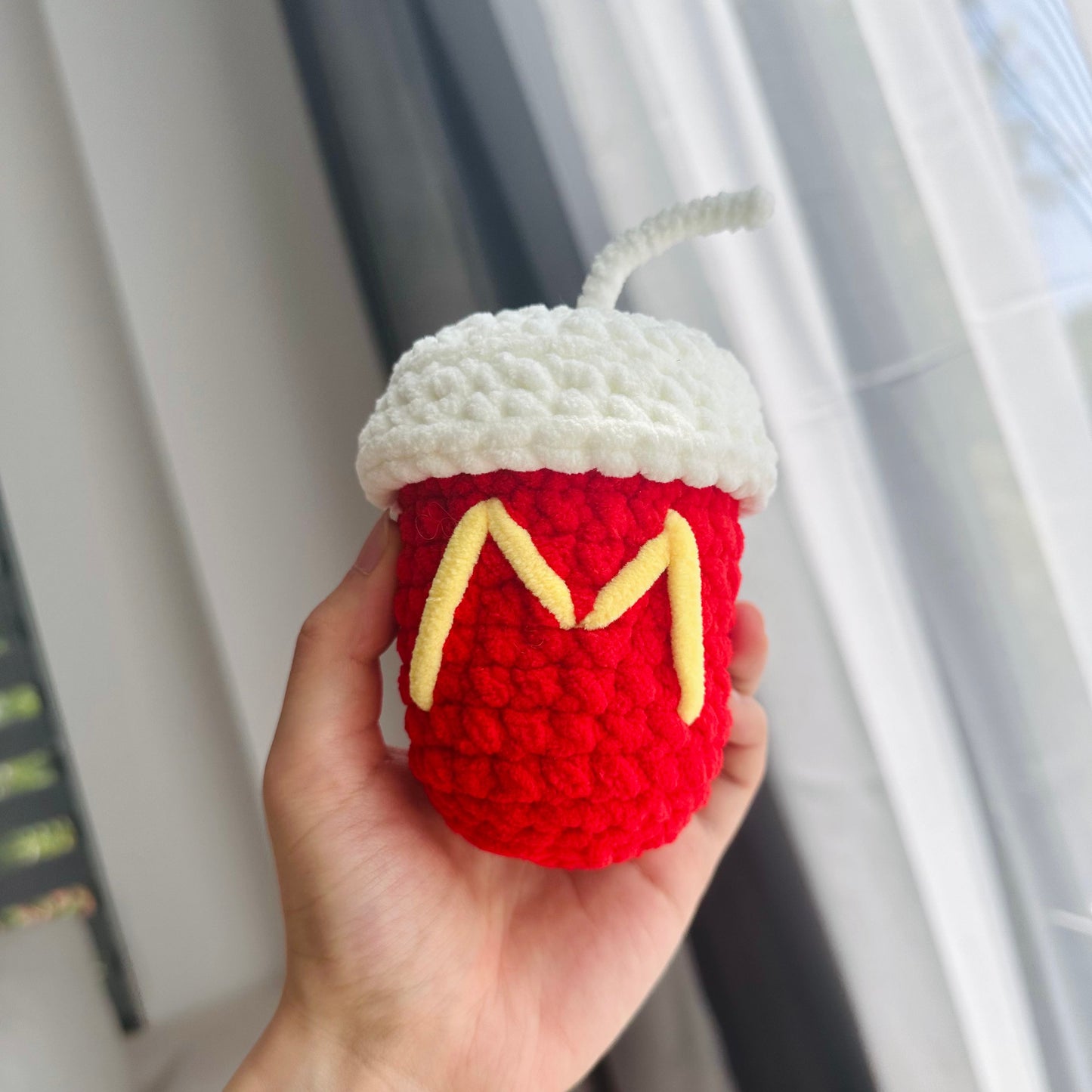 Crochet Fast Food Toy Set - Velvet Yarn Burger, Fries, Hot Dog