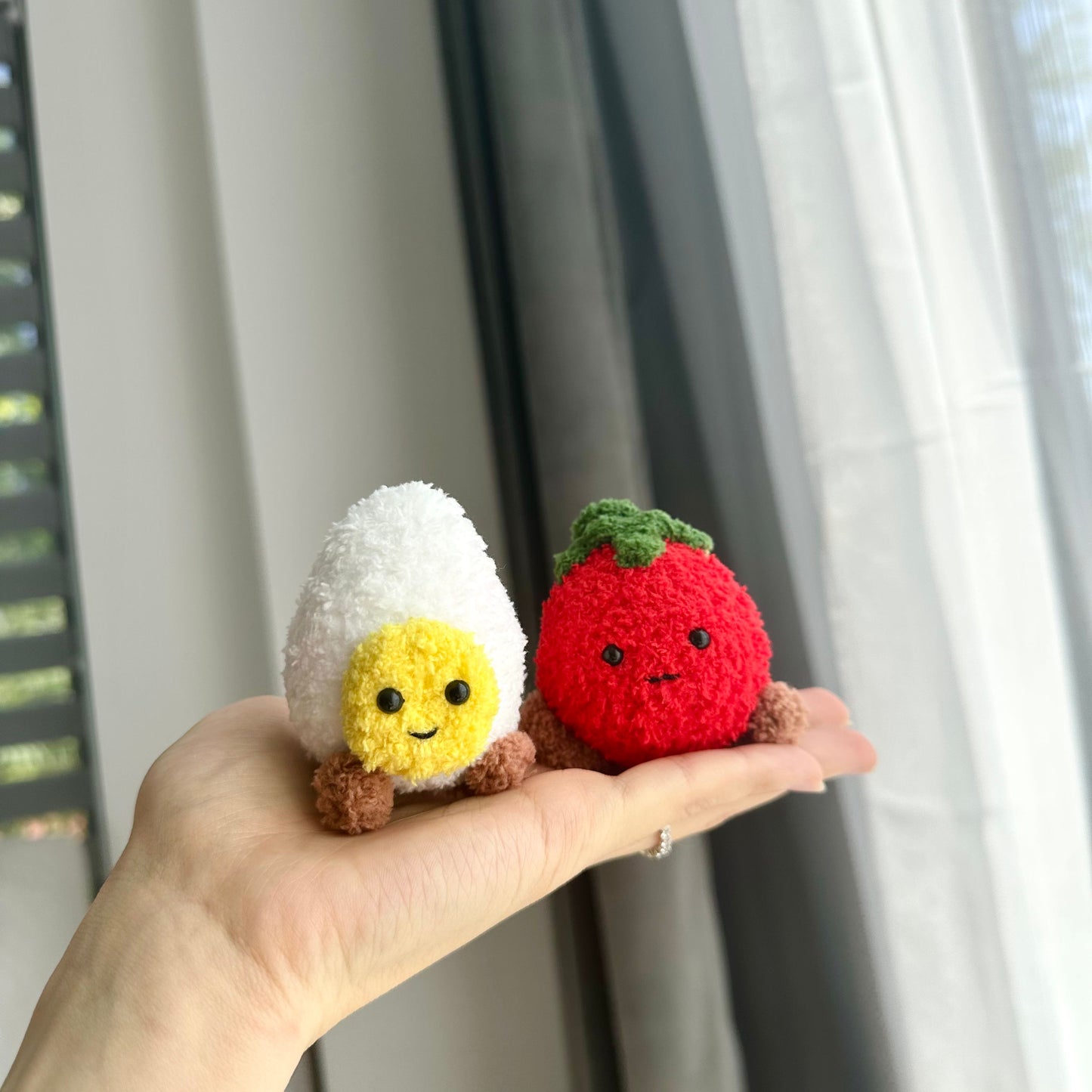 Kawaii Food Plush Keychain - Tomato and Egg Bag Charm
