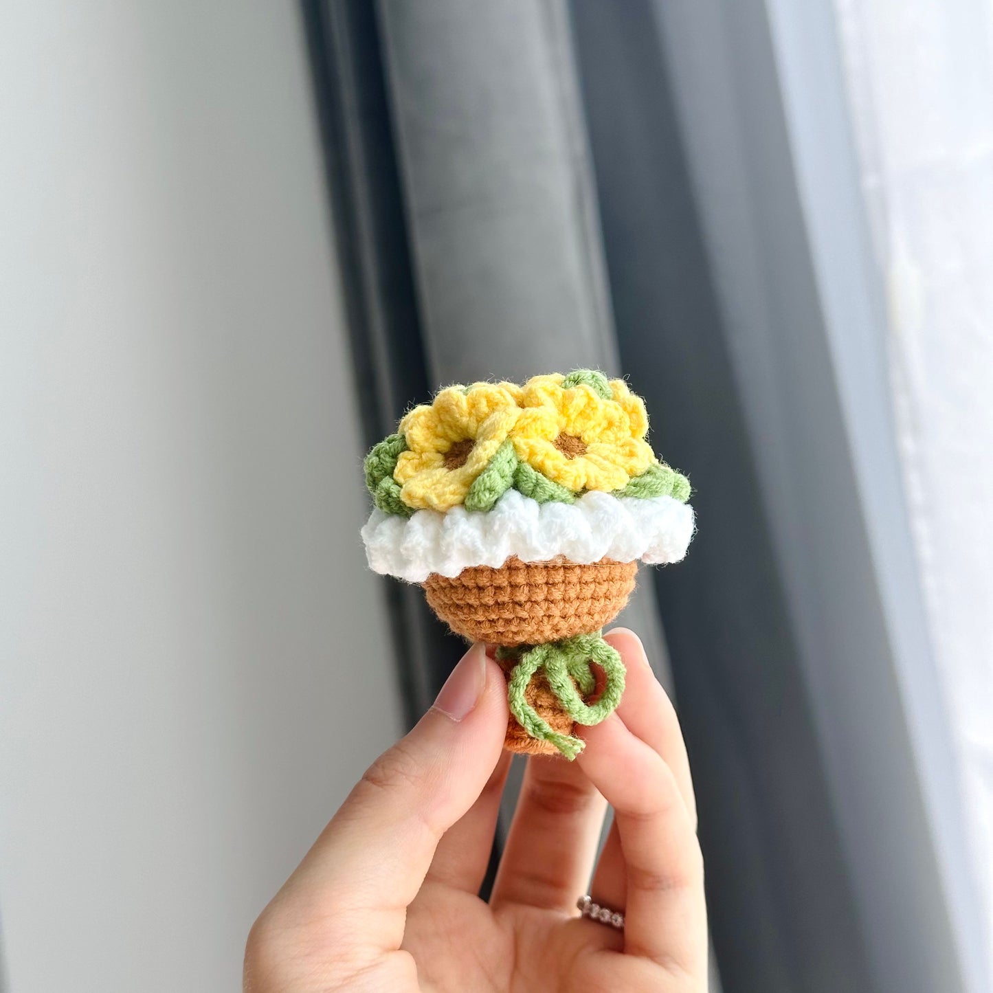 Crochet Flower Bouquet Keychain