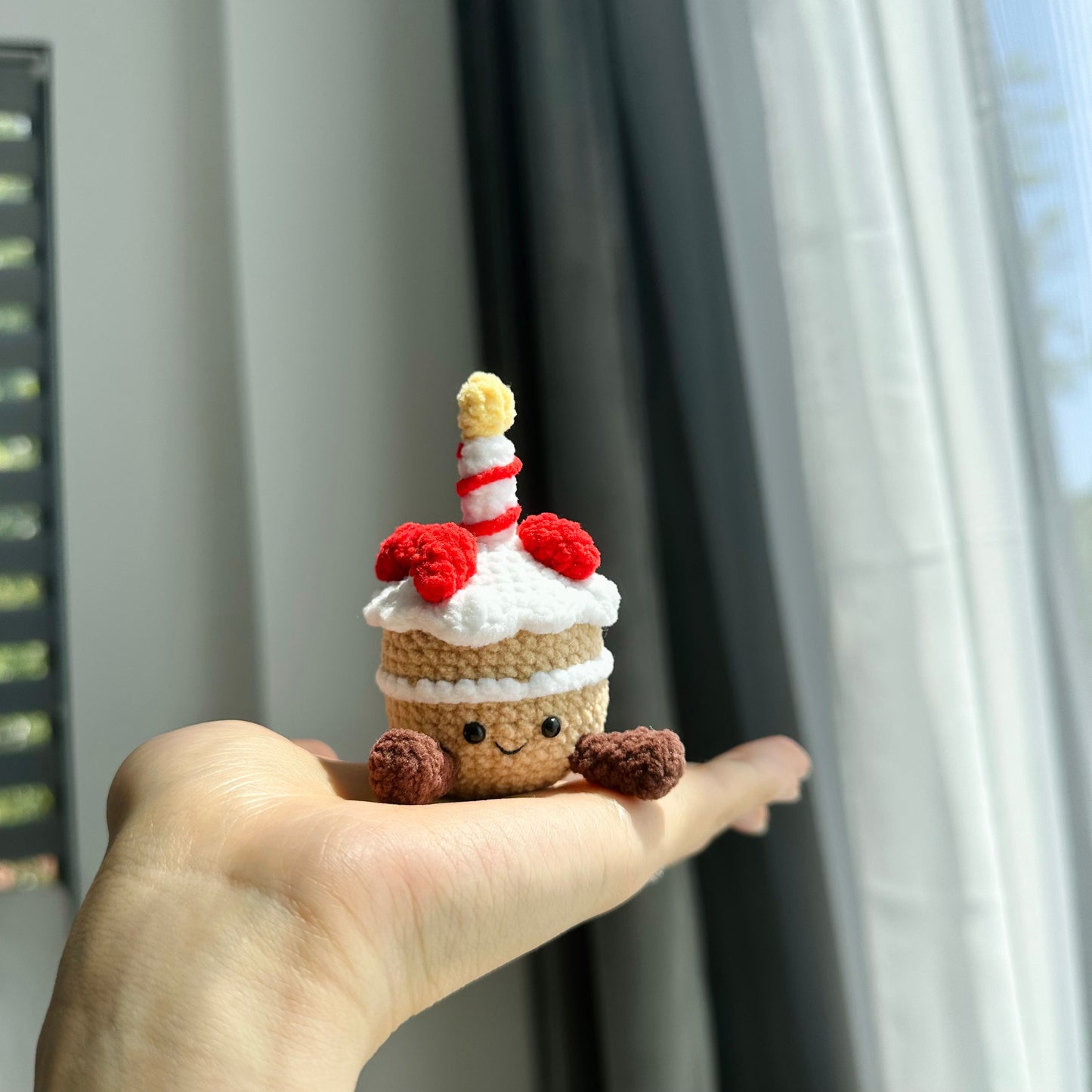 Crochet Coconut Drink & Birthday Cake Keychain Set