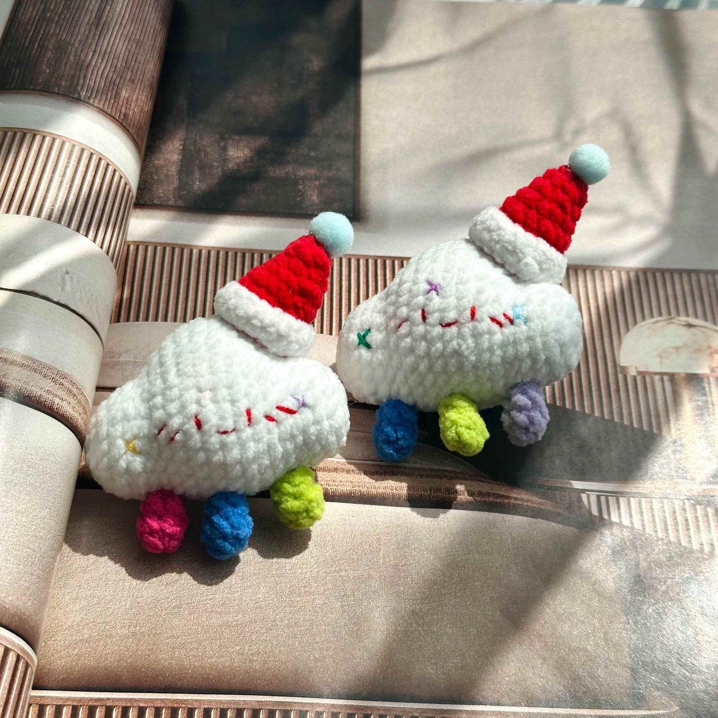 Crochet Cloud Santa Keychain