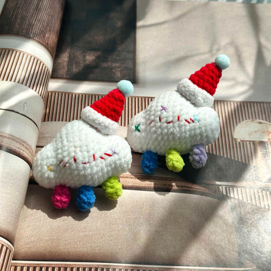 Crochet Cloud Santa Keychain