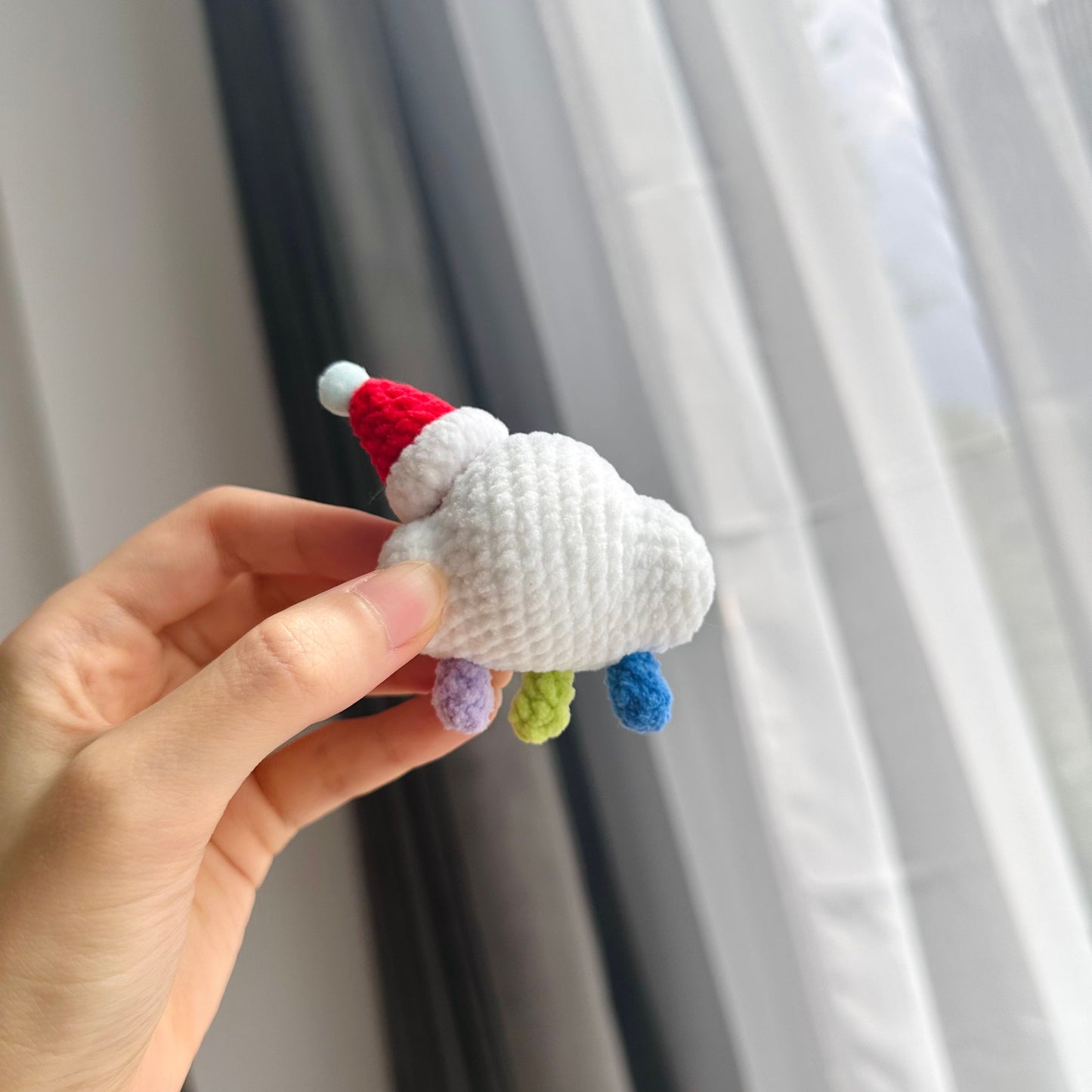 Crochet Cloud Santa Keychain