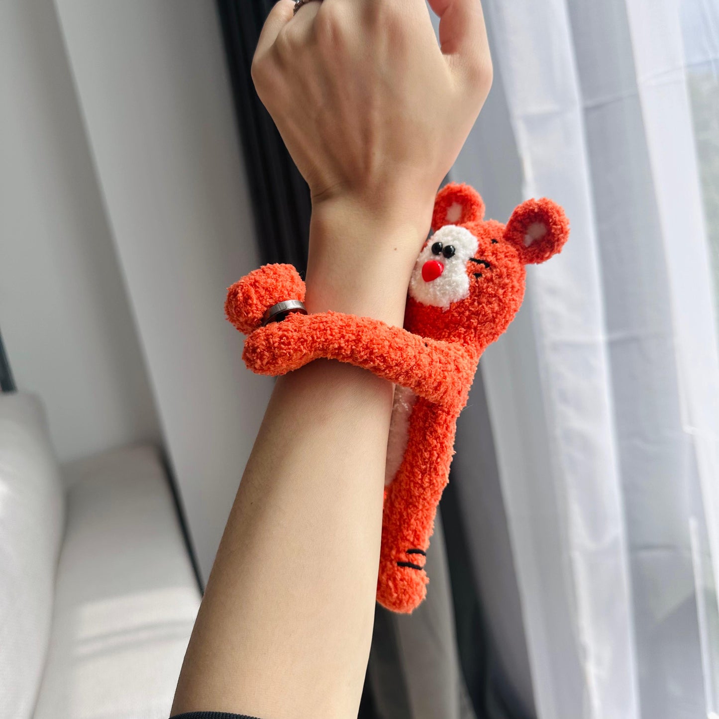 Magnetic Hugging Tiger Plush - Secret Storage, Backpack Clip & Wrist Wrap
