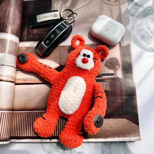 Magnetic Hugging Tiger Plush - Secret Storage, Backpack Clip & Wrist Wrap