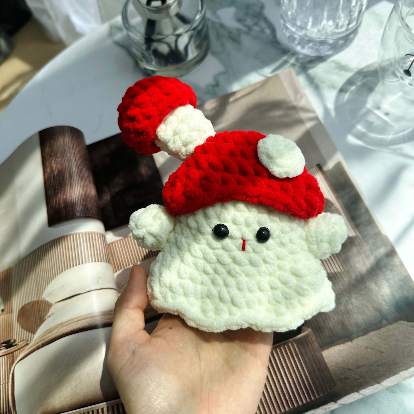 Crochet Mushroom Ghost Plushie