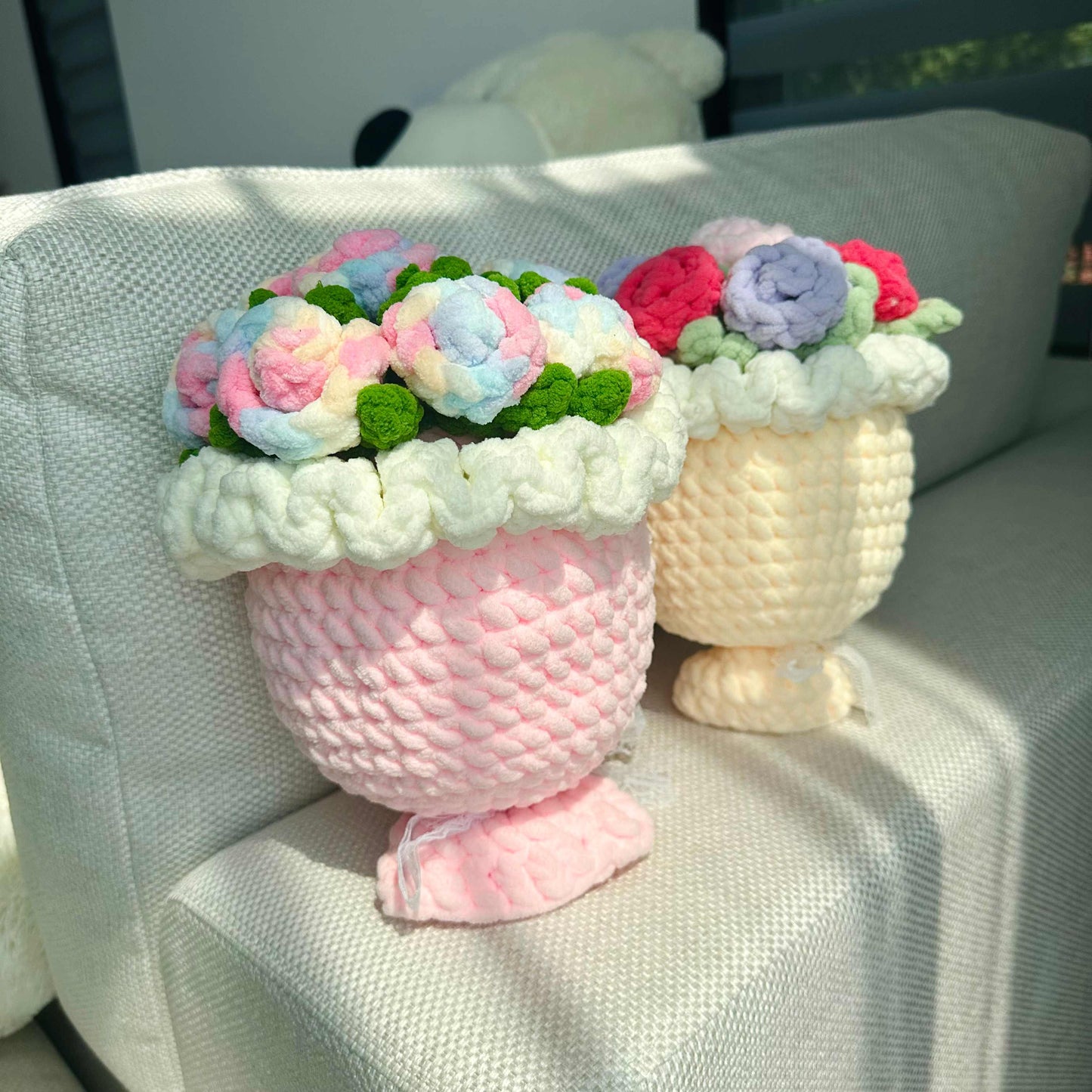 Crochet Chenille Flower Bouquet