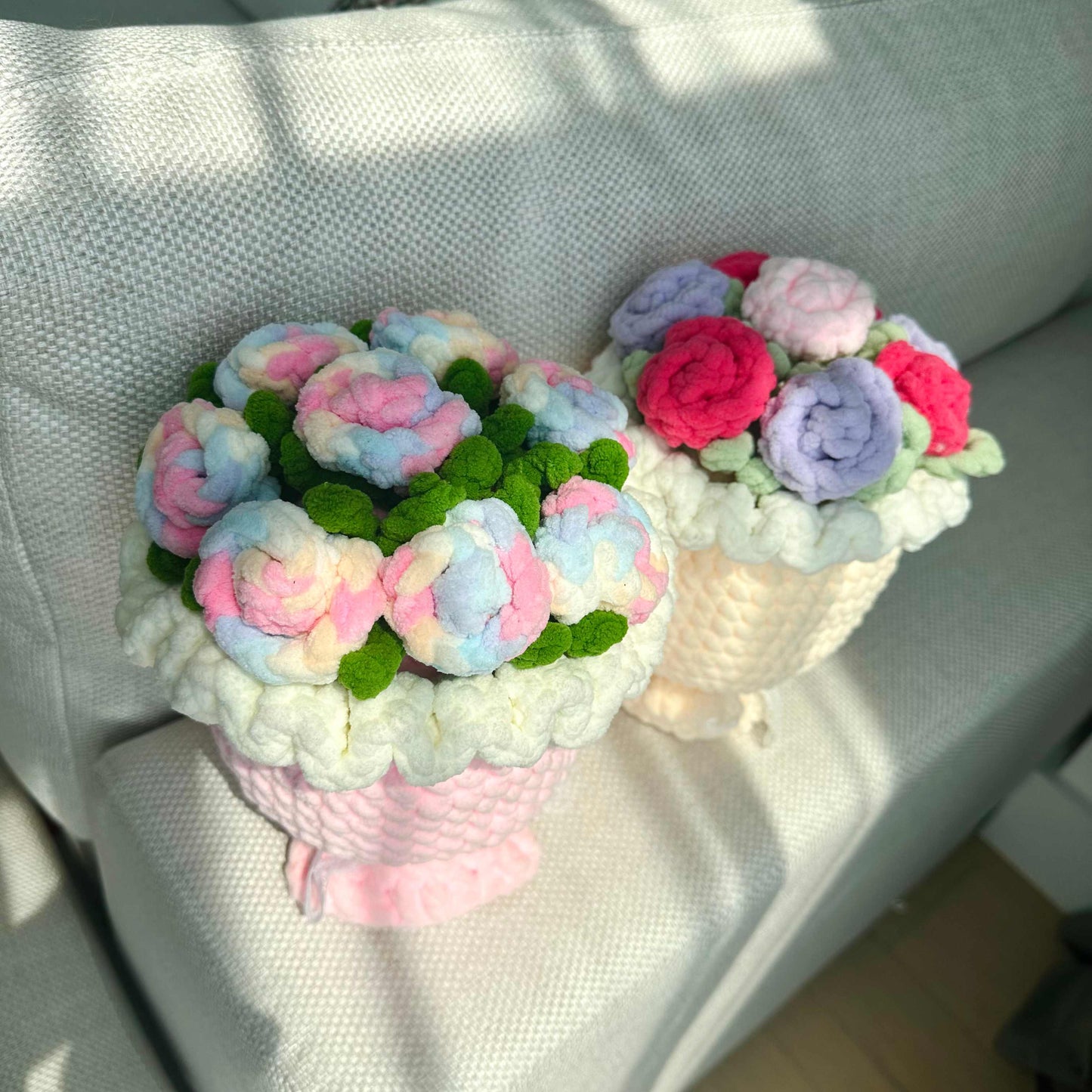 Crochet Chenille Flower Bouquet