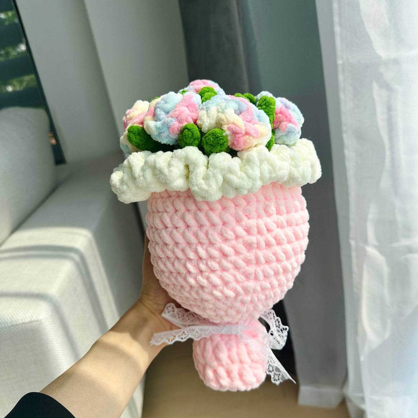 Crochet Chenille Flower Bouquet