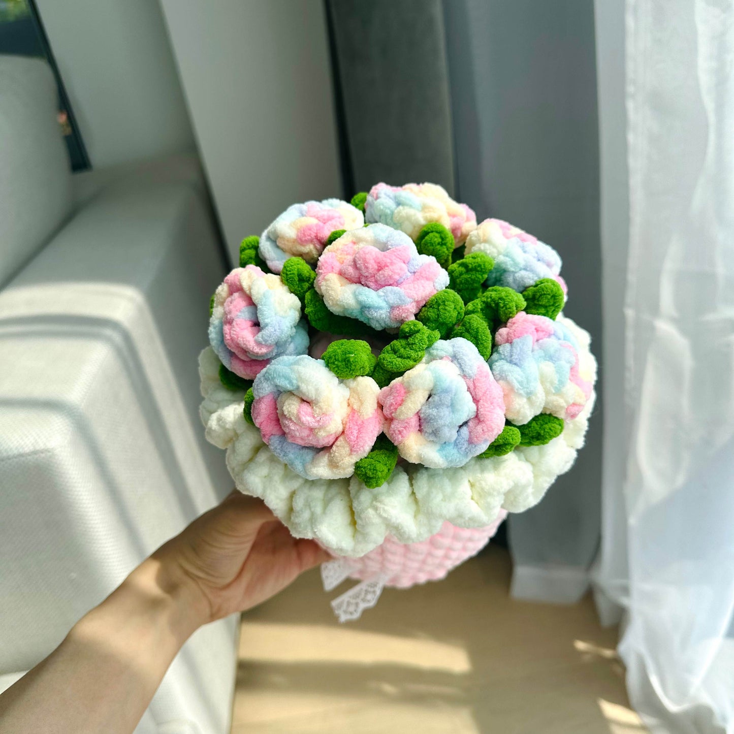 Crochet Chenille Flower Bouquet