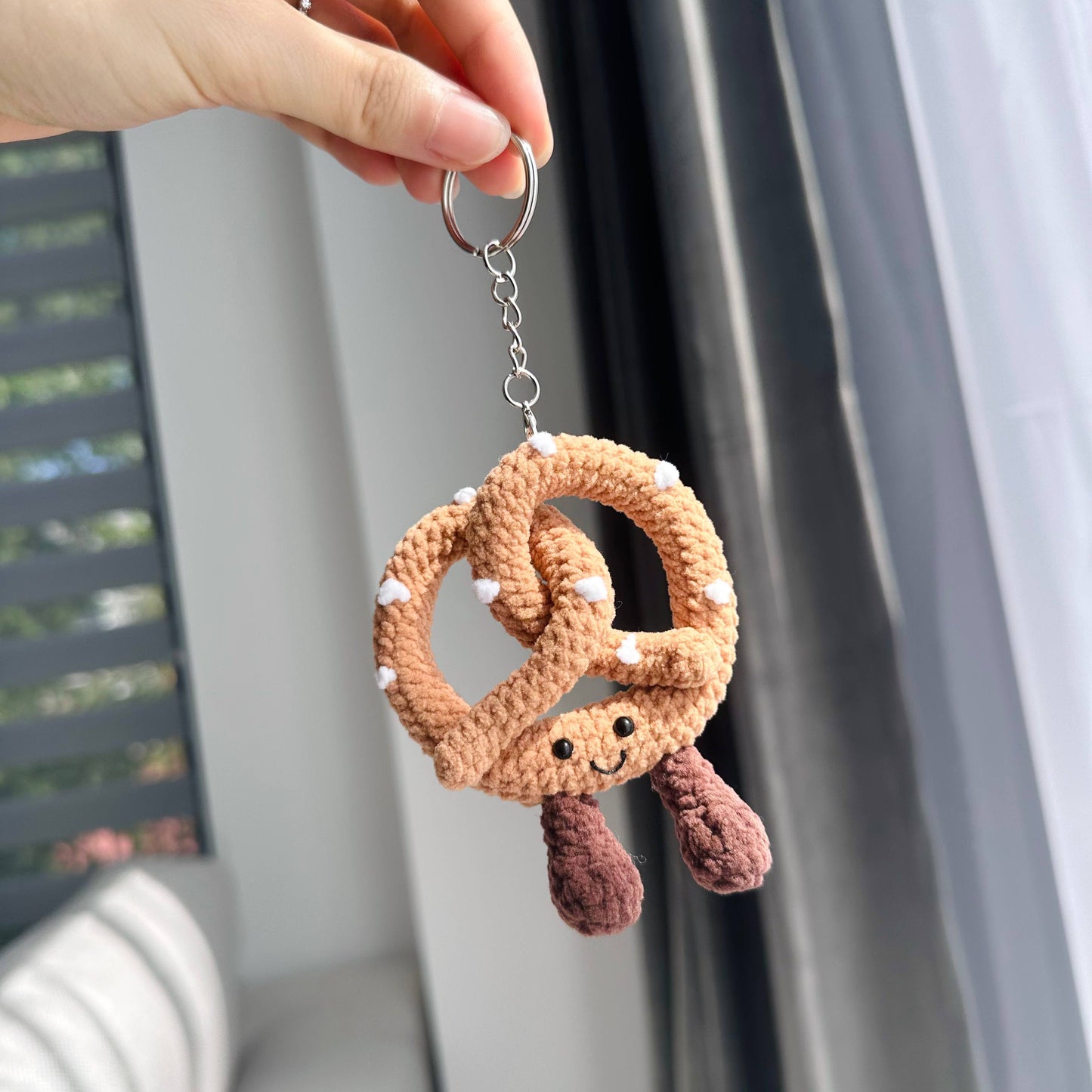 Kawaii Plush Food Charm - Croissant, Baguette and Pretzel Keychain
