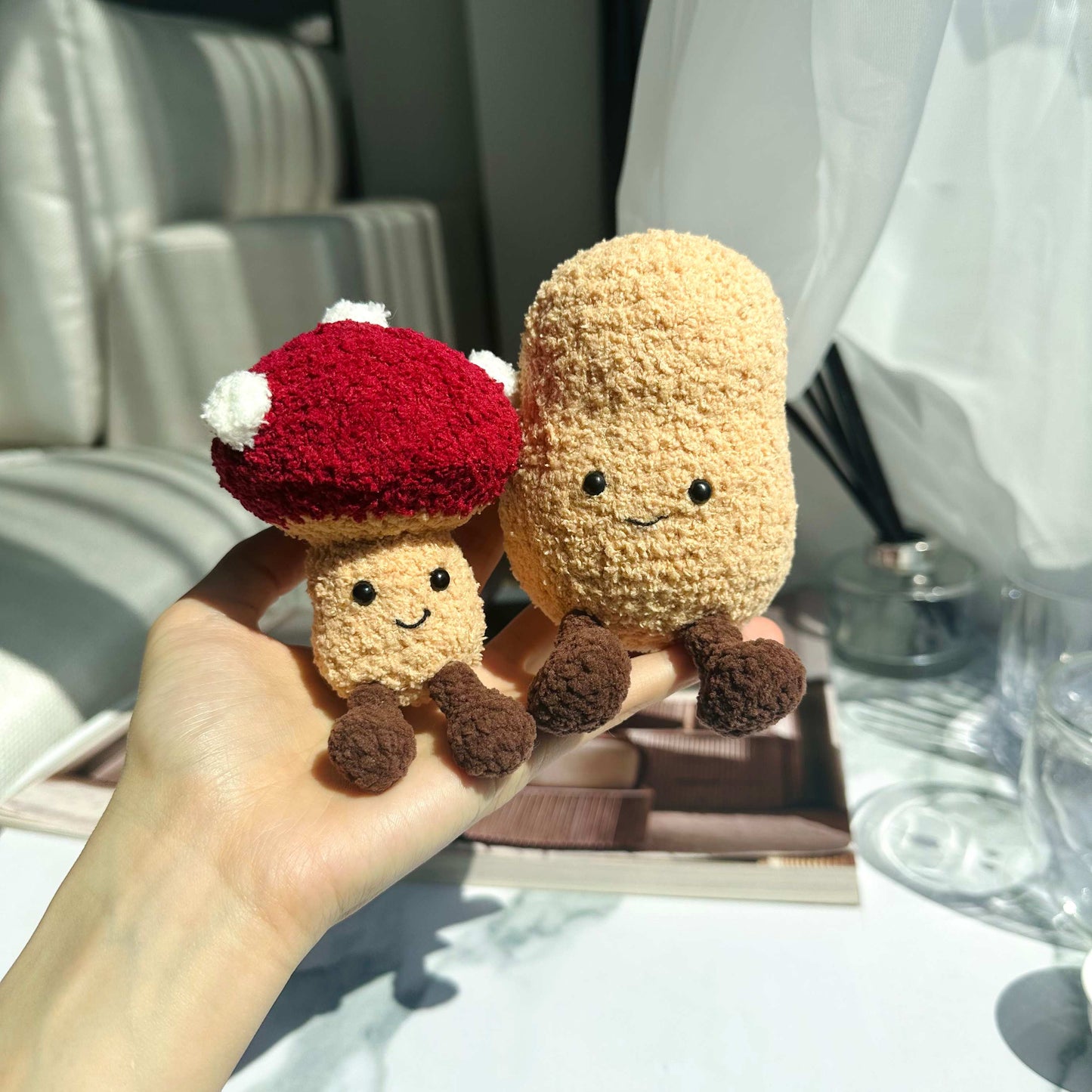Kawaii Mushroom and Potato Plush Keychain