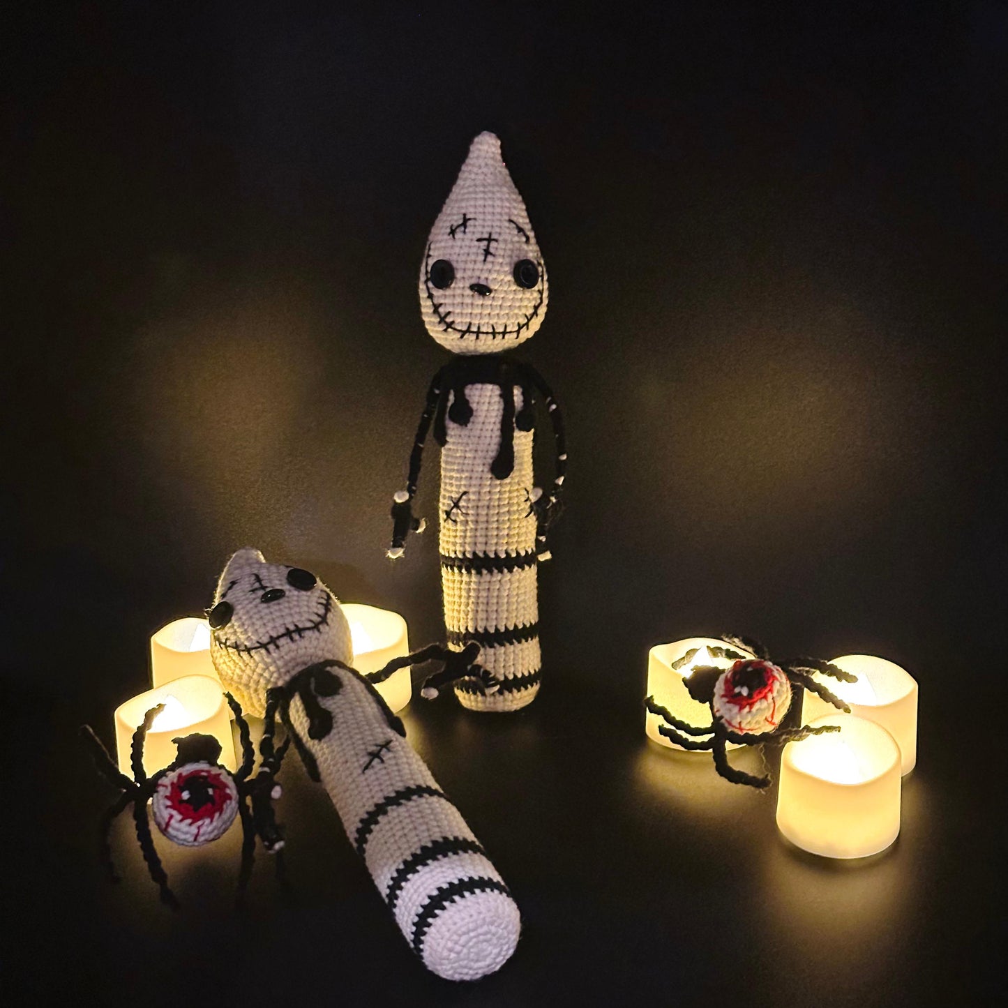Creepy Crochet Candle Doll – Halloween Ghost Plushie Decor