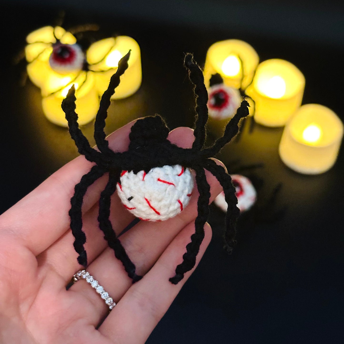 Crochet Eyeball Spider Plush Halloween Amigurumi Decor