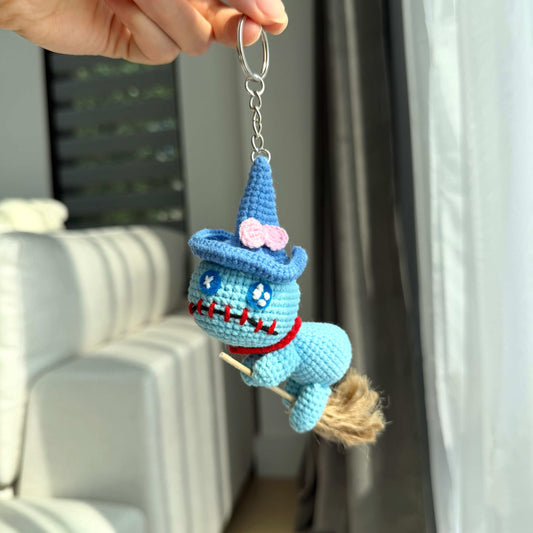 Crochet Witch Broomstick Keychain Amigurumi Halloween Charm