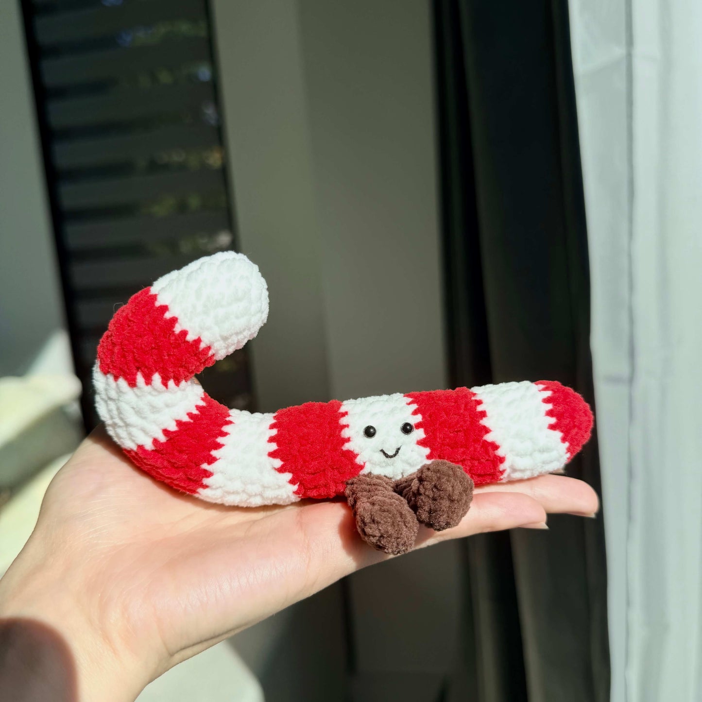 Crochet Christmas Ornament, Plush Gingerbread, Candy Cane Keychain