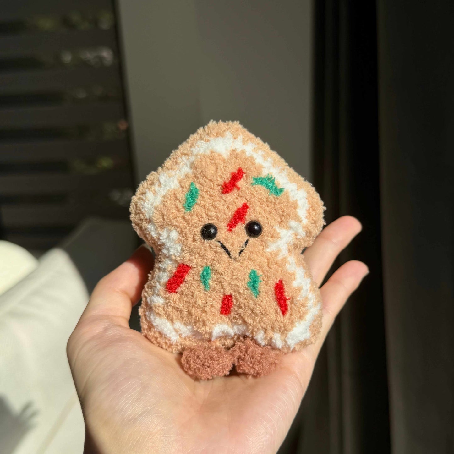 Crochet Christmas Ornament, Plush Gingerbread, Candy Cane Keychain