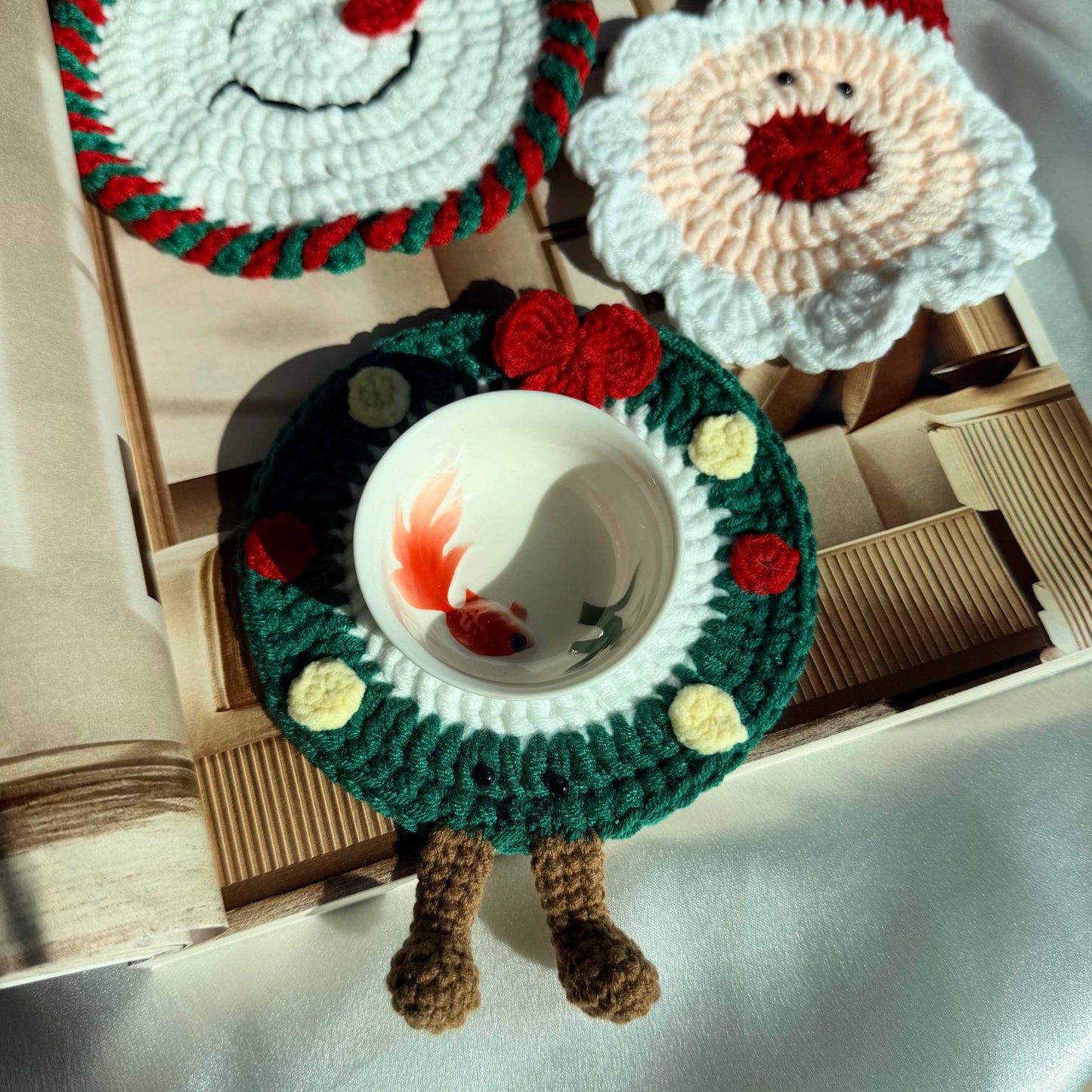Crochet Christmas Coasters Holiday Drink Mats