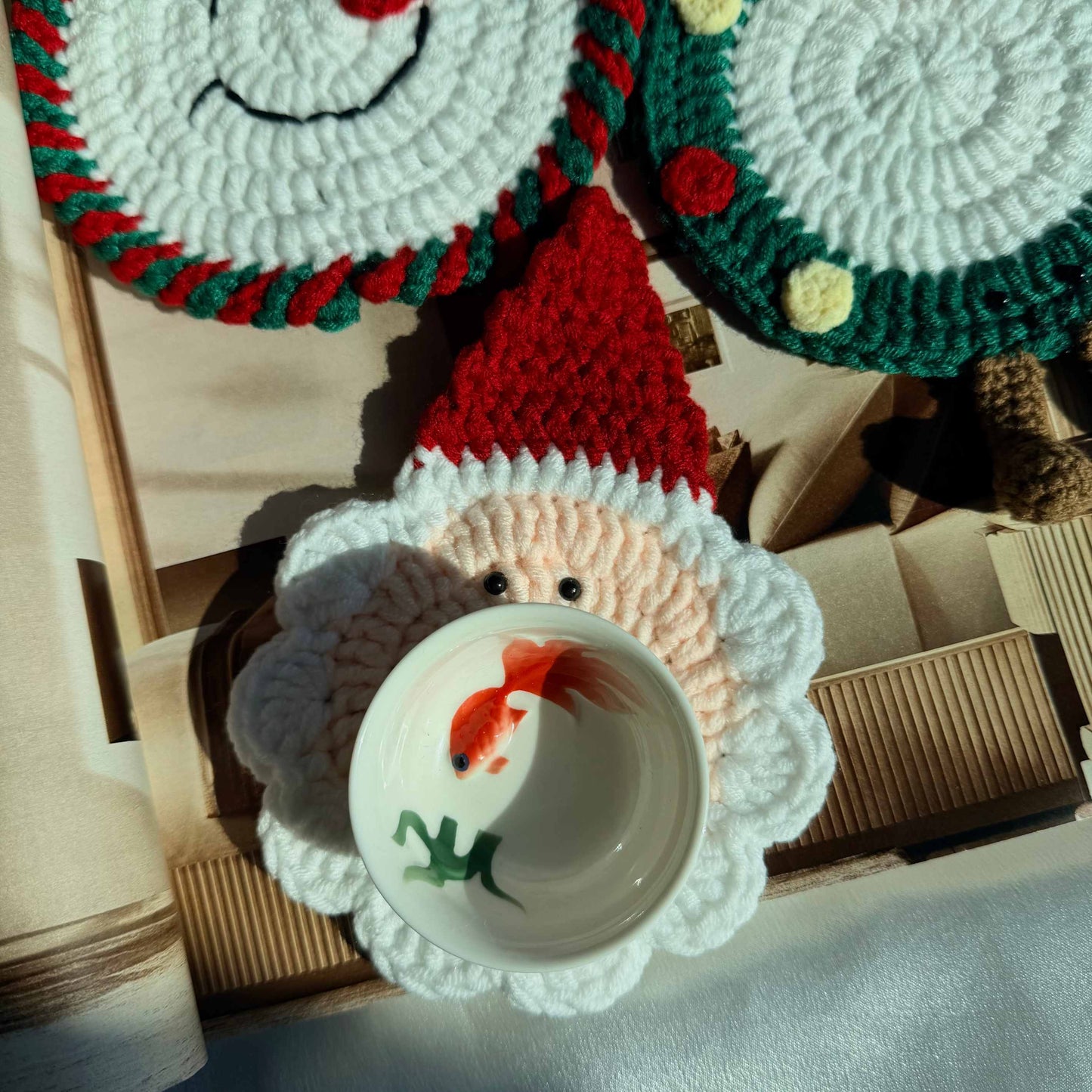 Crochet Christmas Coasters Holiday Drink Mats