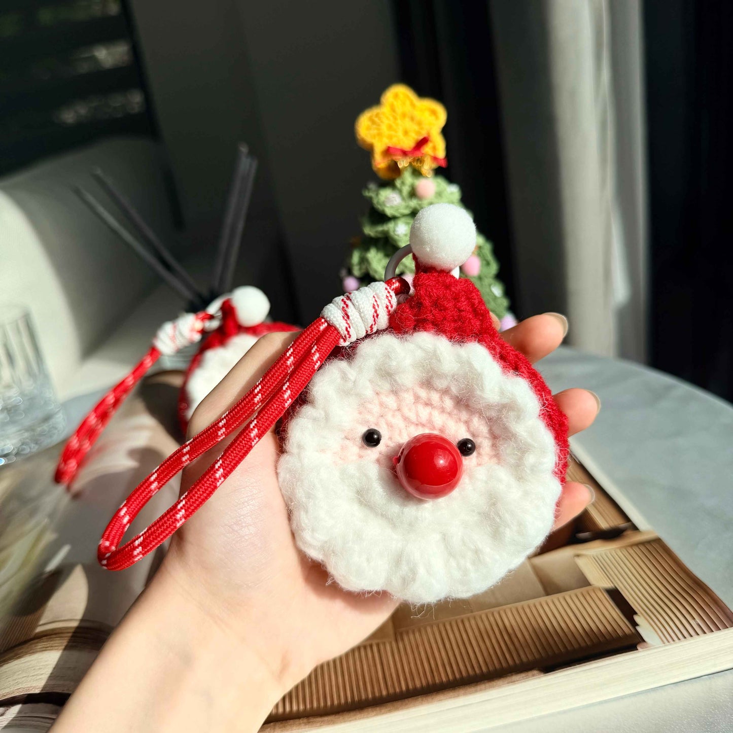 Crochet Santa Pouch Christmas Ornament AirPod Case