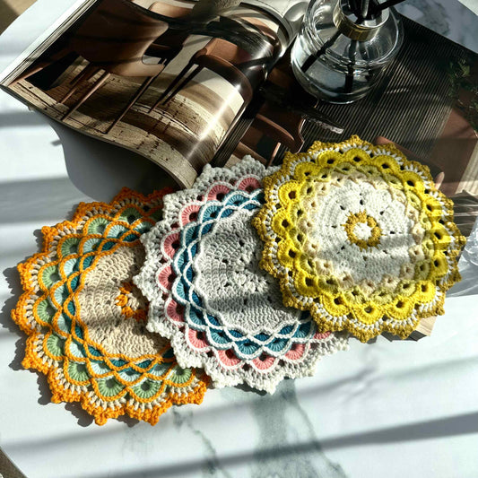 Crochet Doily, Vintage Lace Coaster, Boho Table Decor