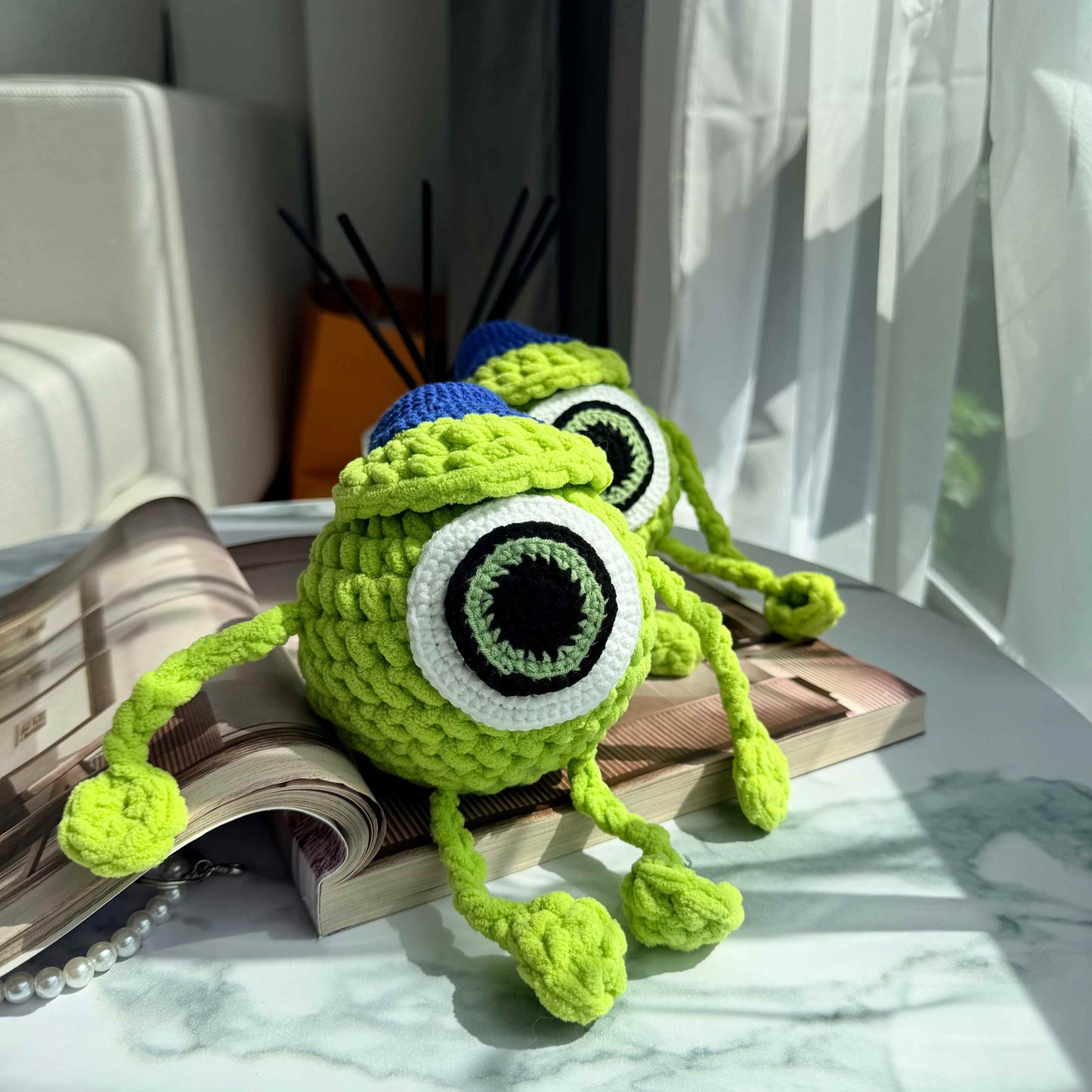 Green Crochet Mike Plush Toy