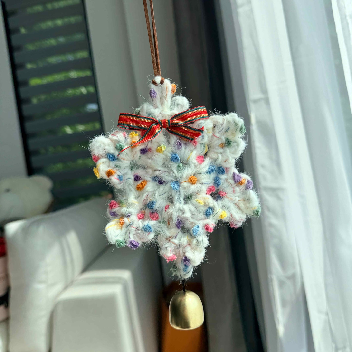 Handmade Crochet Snowflake Bell Ornament Decoration
