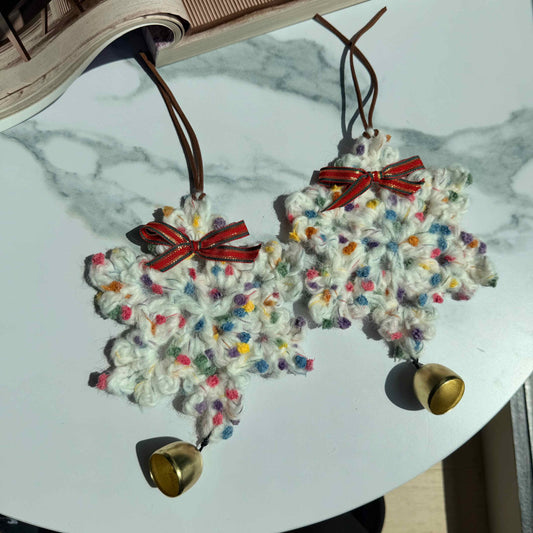 Handmade Crochet Snowflake Bell Ornament Decoration