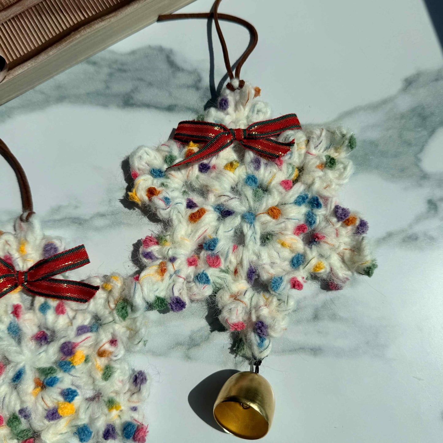Handmade Crochet Snowflake Bell Ornament Decoration