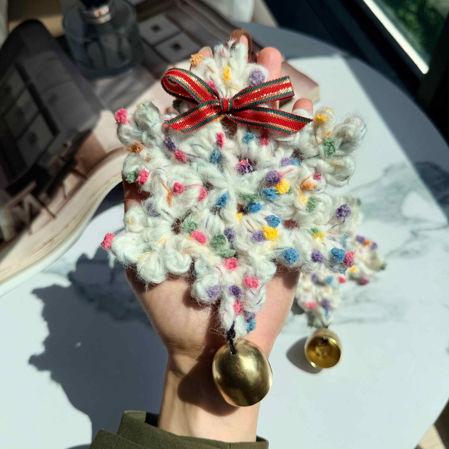 Handmade Crochet Snowflake Bell Ornament Decoration