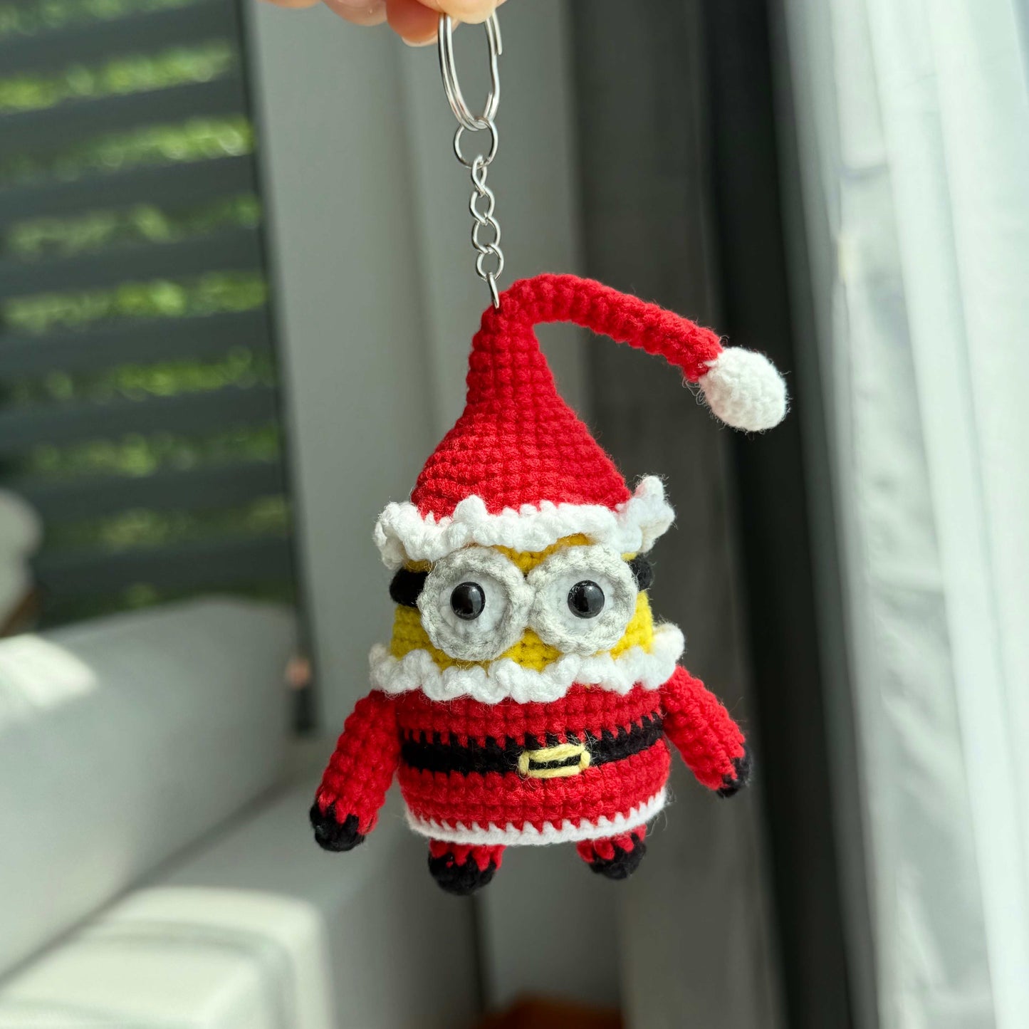 Crochet Holiday Yellow Character Keychain Bag Charm - Santa Reindeer Elf Accessory