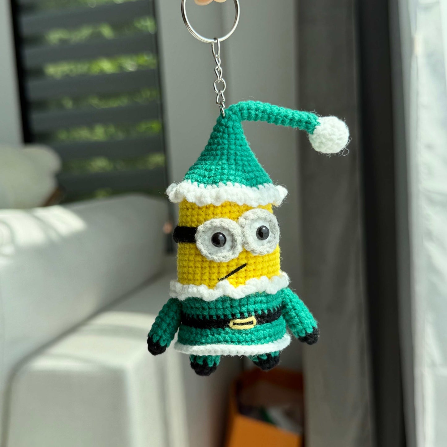 Crochet Holiday Yellow Character Keychain Bag Charm - Santa Reindeer Elf Accessory