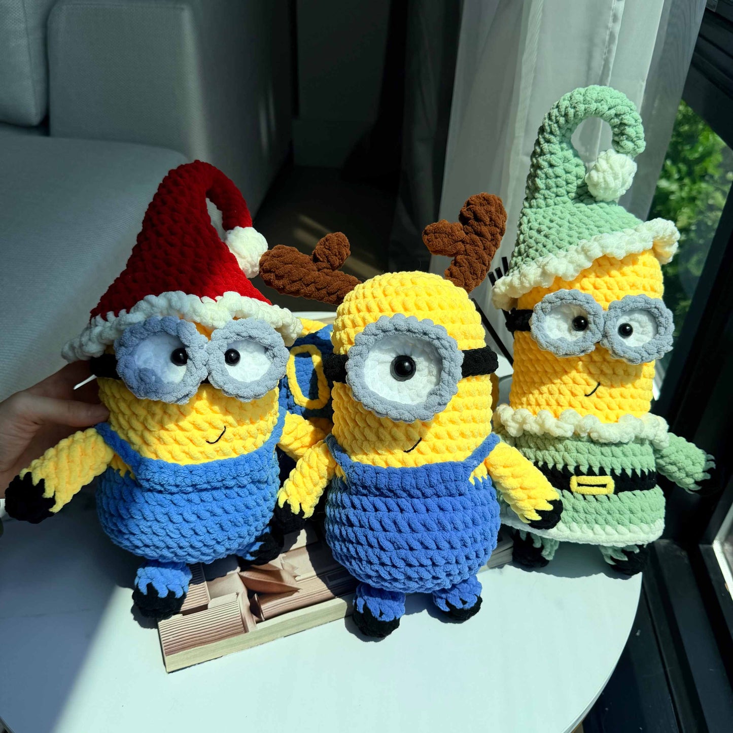 Handmade Crochet Yellow Character Plush Toy – Christmas Gnome, Reindeer Styles