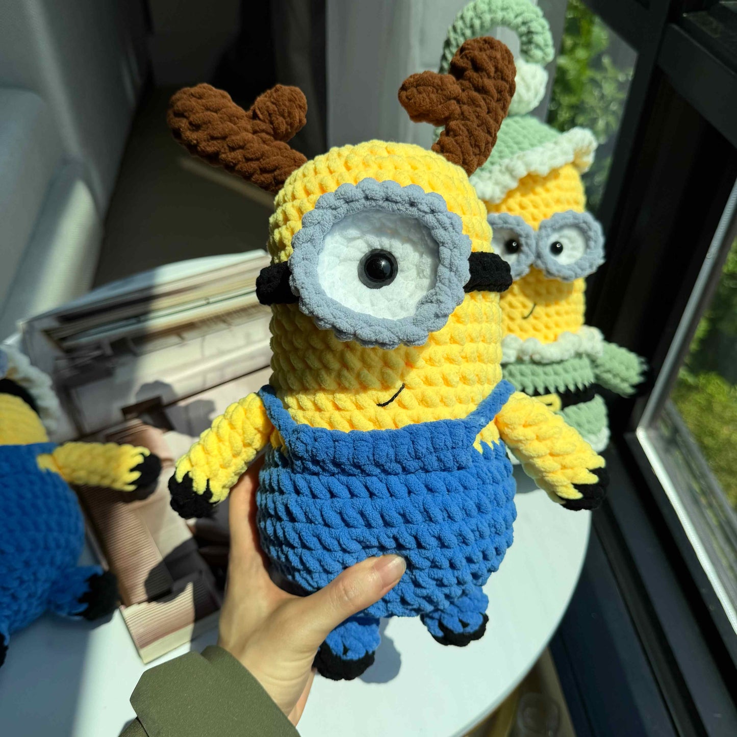 Handmade Crochet Yellow Character Plush Toy – Christmas Gnome, Reindeer Styles
