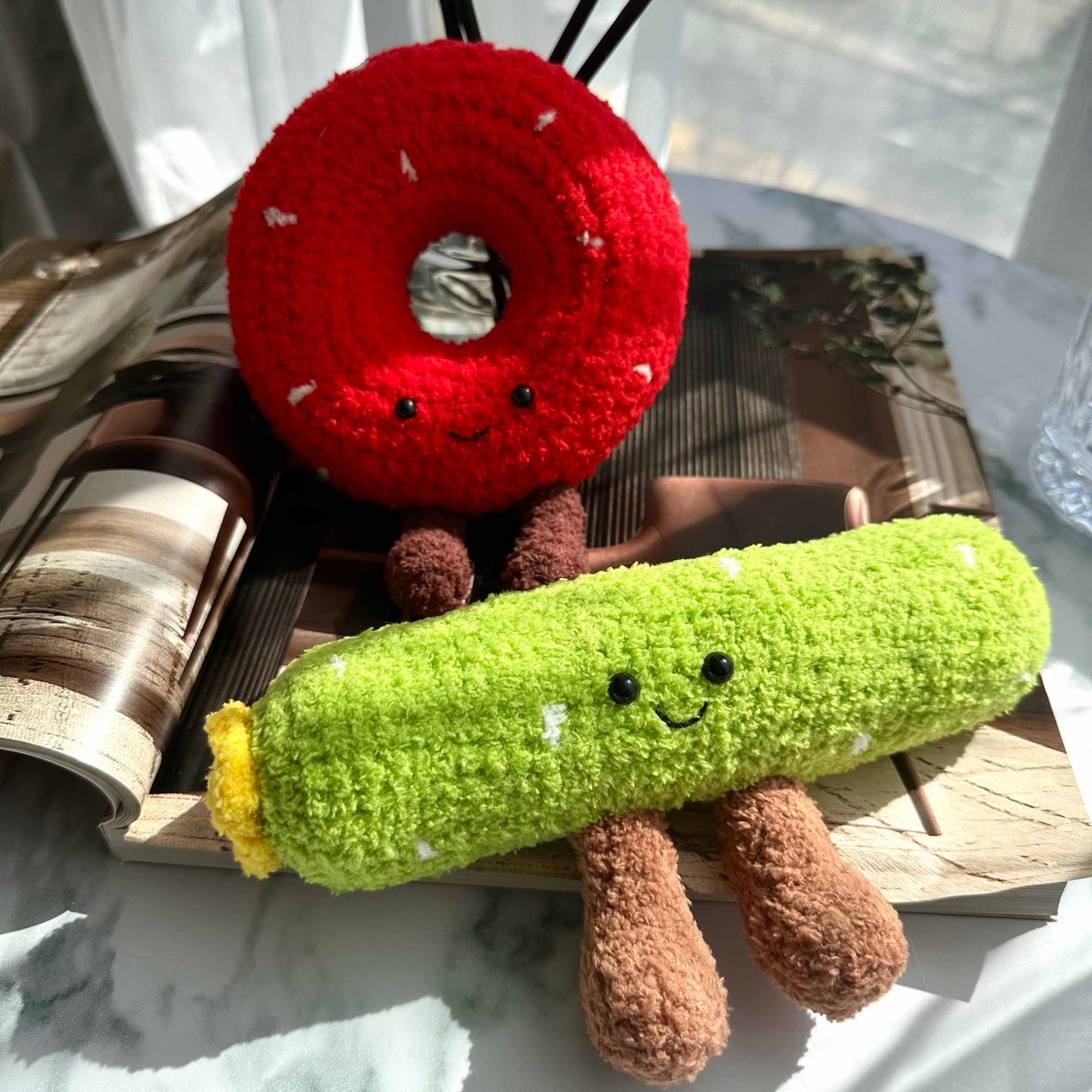 Kawaii Food Plush Set – Donut and Cucumber with Legs