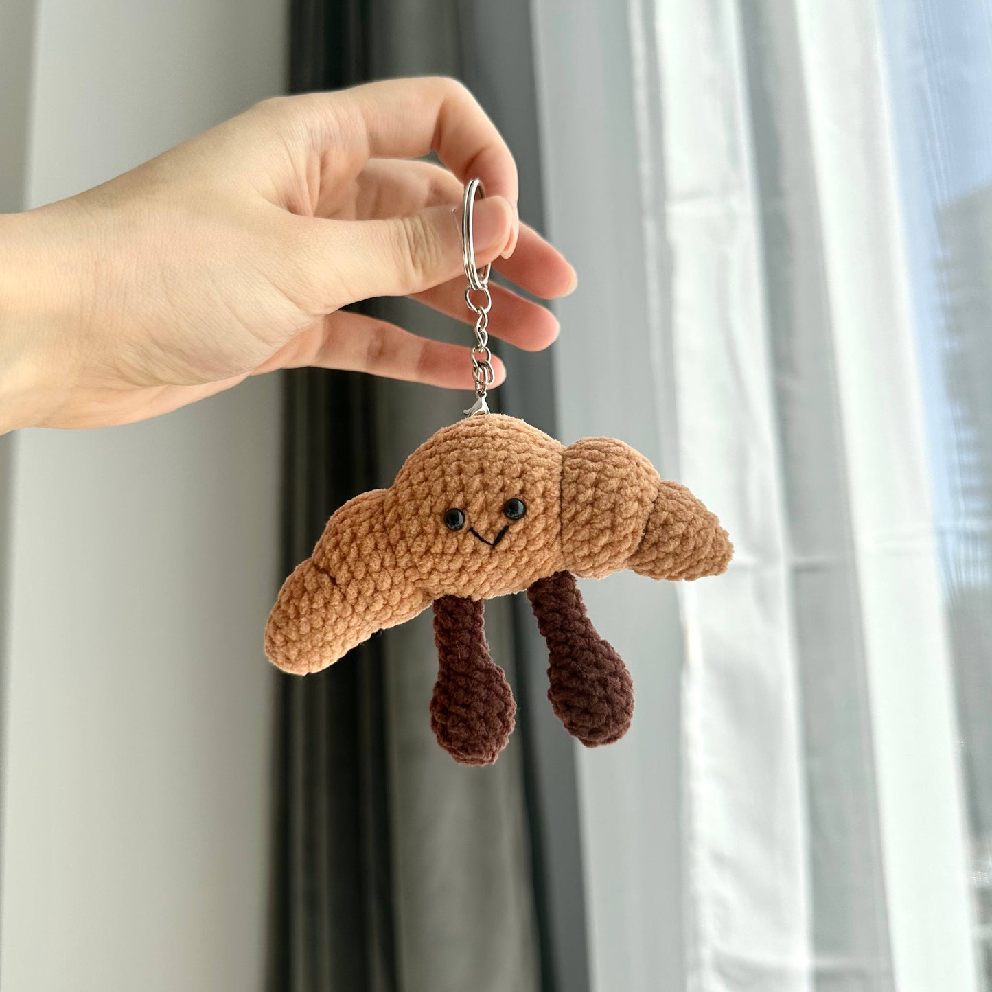 Kawaii Plush Food Charm - Croissant, Baguette and Pretzel Keychain